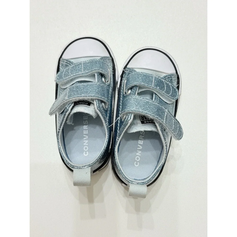 Converse Metallic Glittered Blue Sneakers Size 5c‎ Toddler